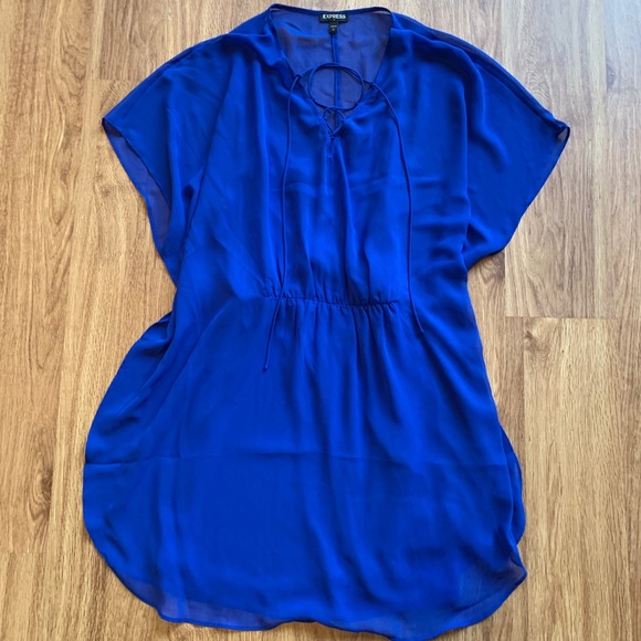 Blue Chiffon Mini Dress - Picture 1 of 2